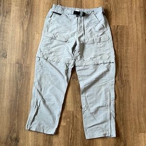 The North Face Convertible Light Gray Hiking Pants with Belt Sz M